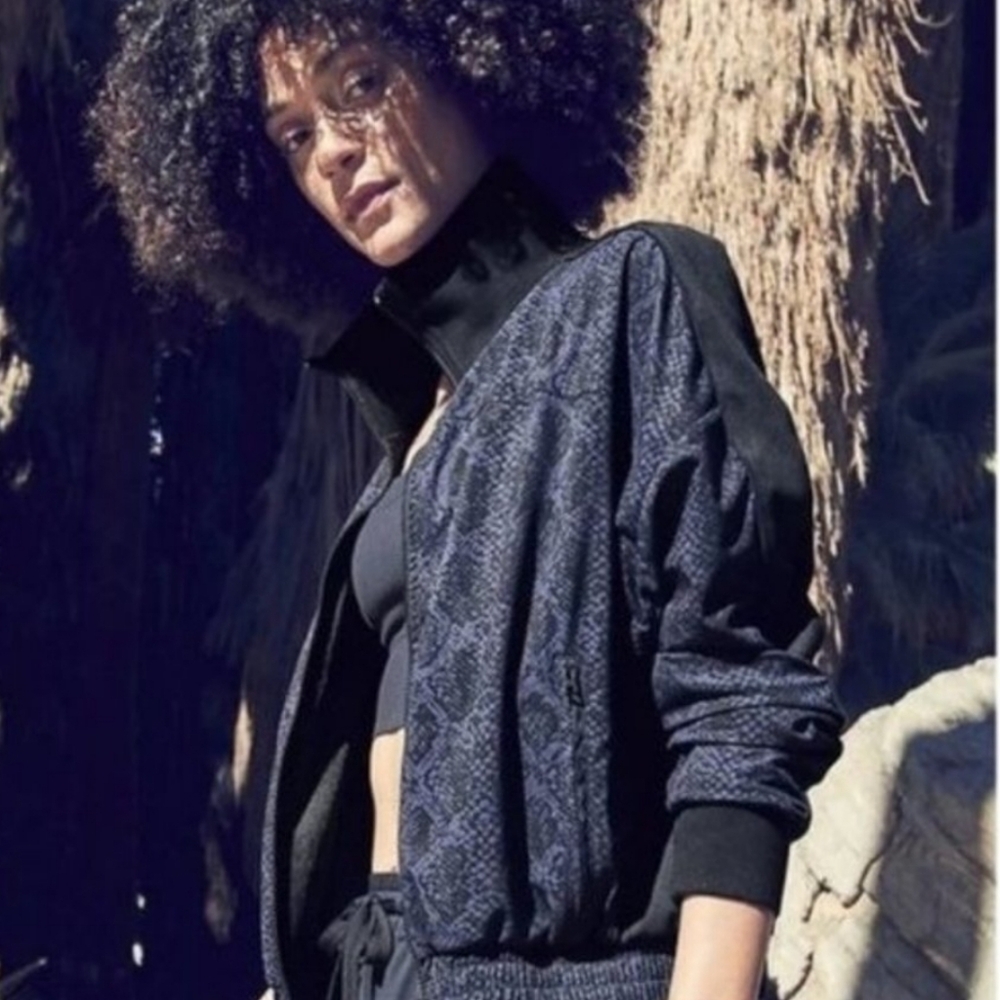 Athleta Brooklyn Print Python Track Bomber Zip Up Jacket Sz S